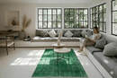 Smaragdgroen vintage vloerkleed 205x115 cm handgeknoopt Turkije - Lavinta G450