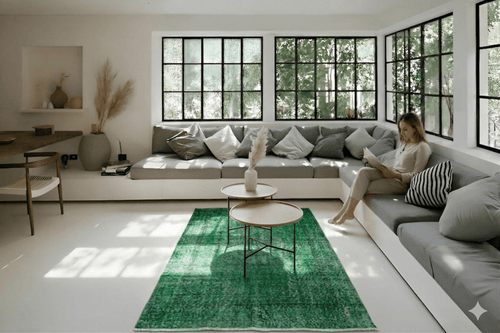 Emerald green vintage rug - G450