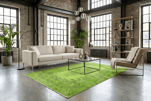 Lime green vintage rug - G511