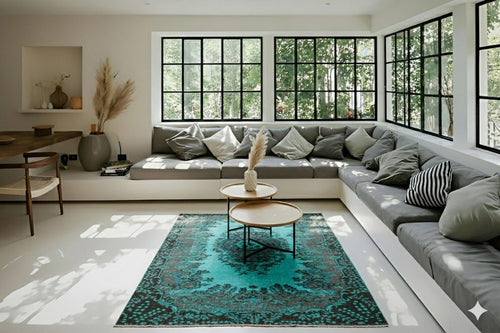 Helder turquoise vintage kleed - F683