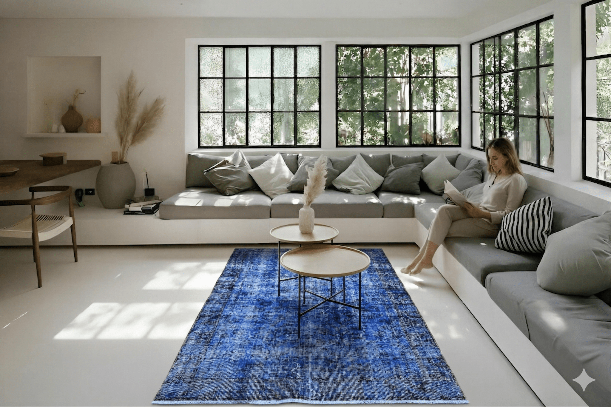 Hip blauw vintage vloerkleed - G455 - Lavinta