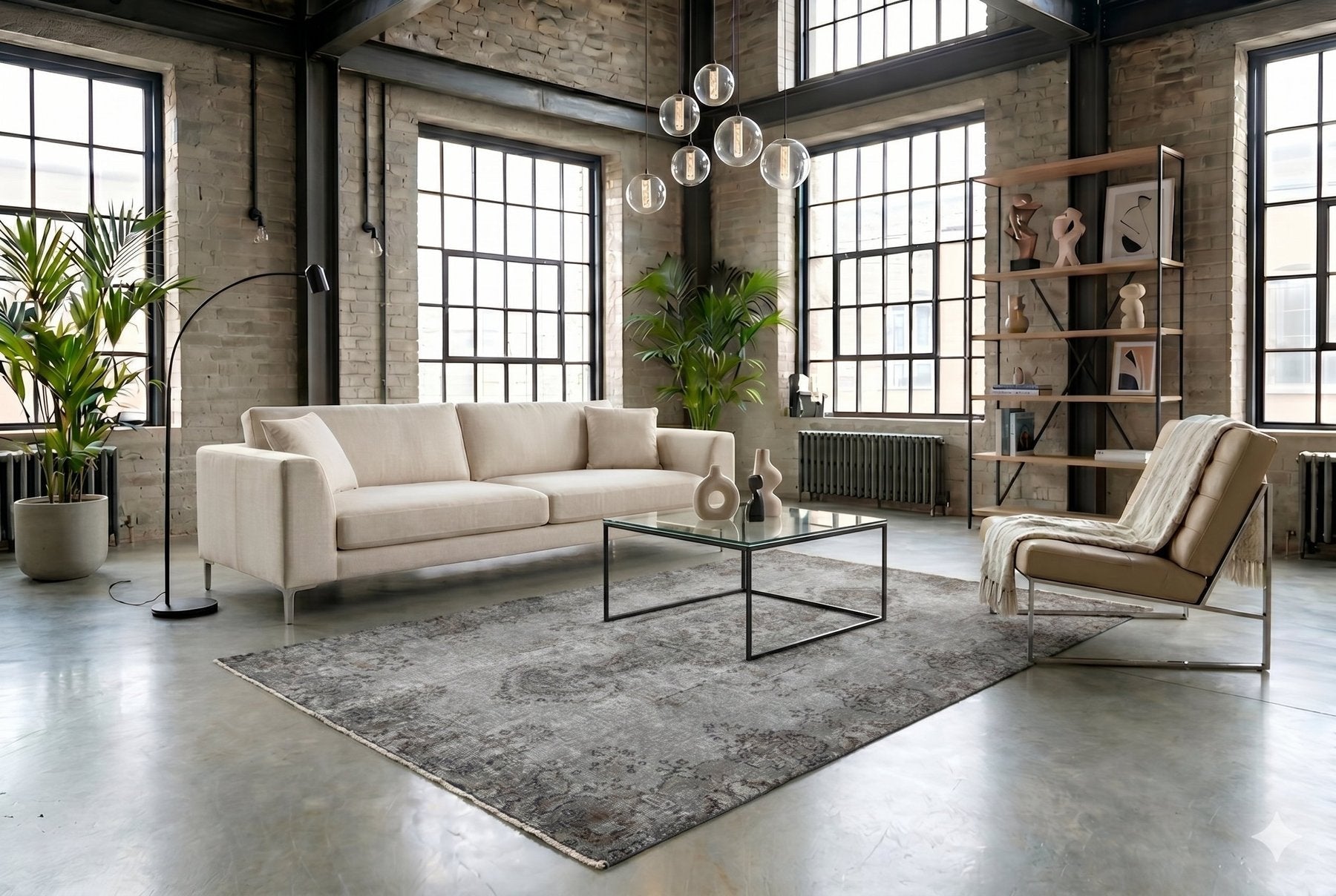 Industrial grey vintage rug - F833