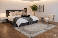 Verfijnd crème vintage vloerkleed handgemaakt - G433