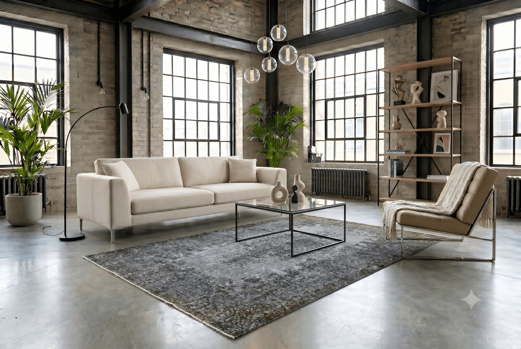 Characterful grey vintage rug - F860