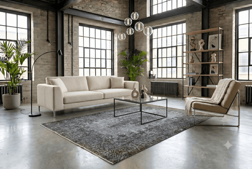 Characterful grey vintage rug - F860