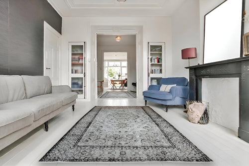 Striking anthracite vintage rug - G437