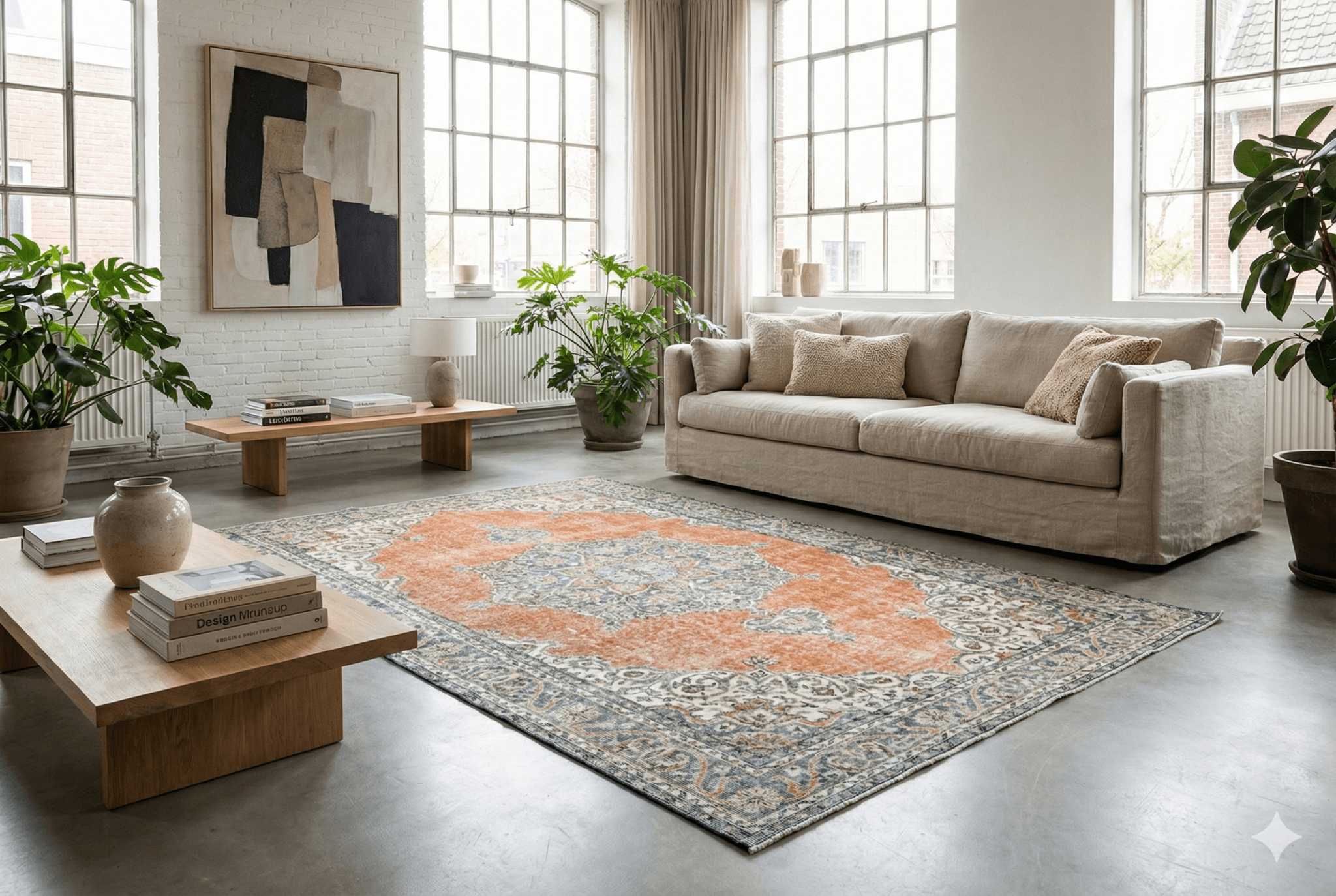 Chic orange vintage rug - G301