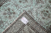 Fris turquoise vintage vloerkleed laagpolig - G428