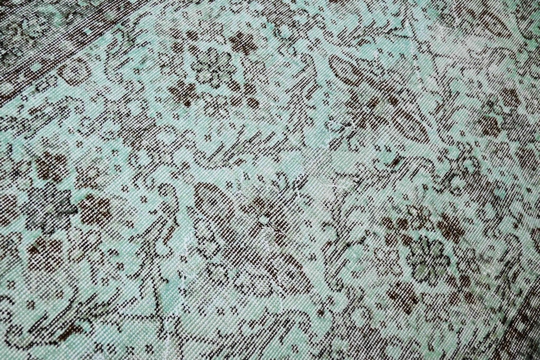 Fris turquoise vintage vloerkleed handgemaakt - G428