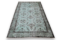 Fris turquoise vintage vloerkleed close-up - G428