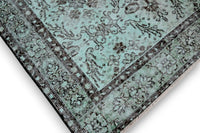 Fris turquoise vintage vloerkleed hoek - G428
