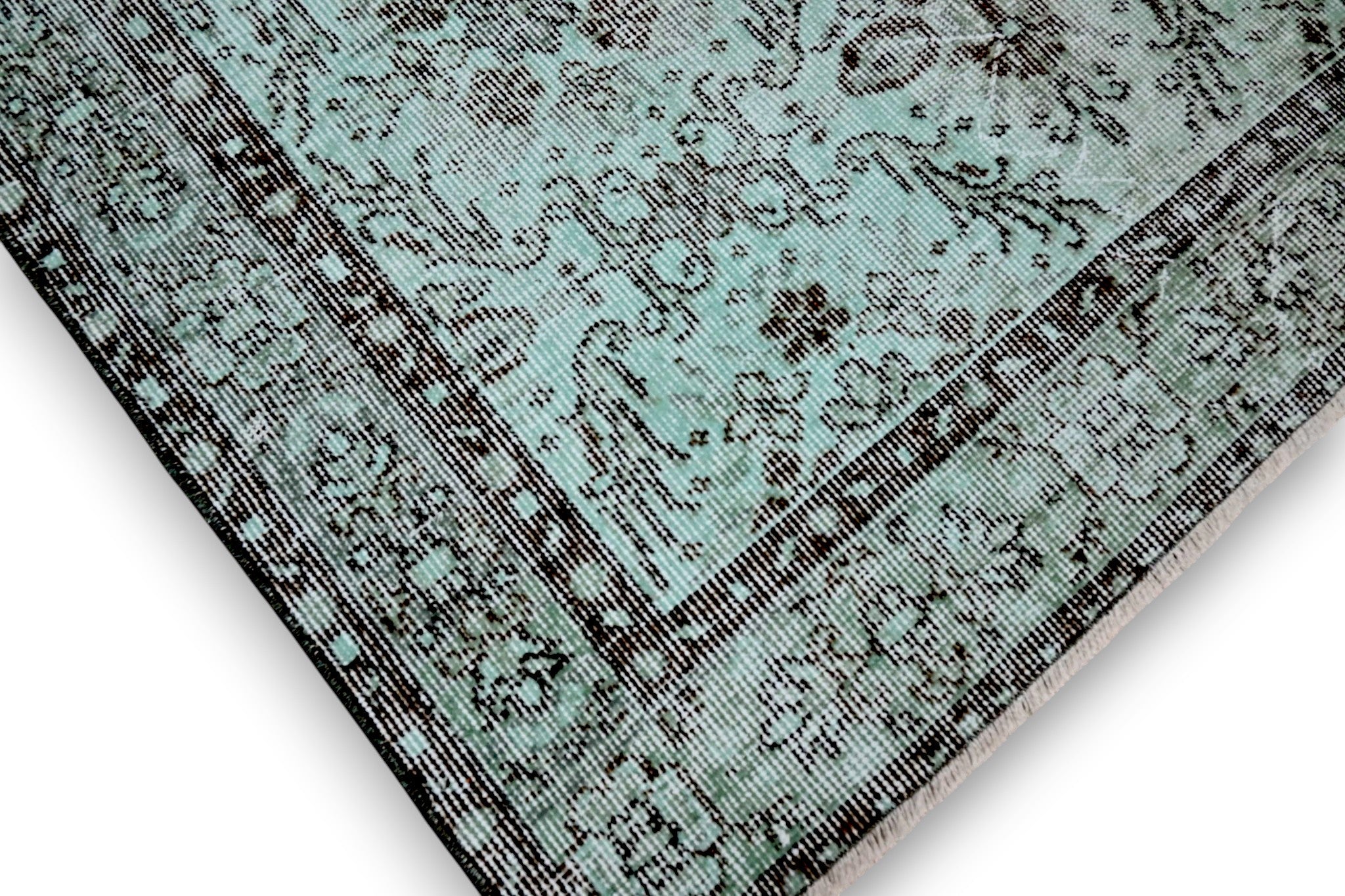 Fris turquoise vintage vloerkleed hoek - G428