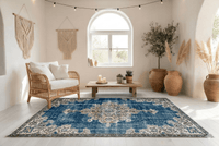 Leyla | Blauw vintage vloerkleed - Lavinta