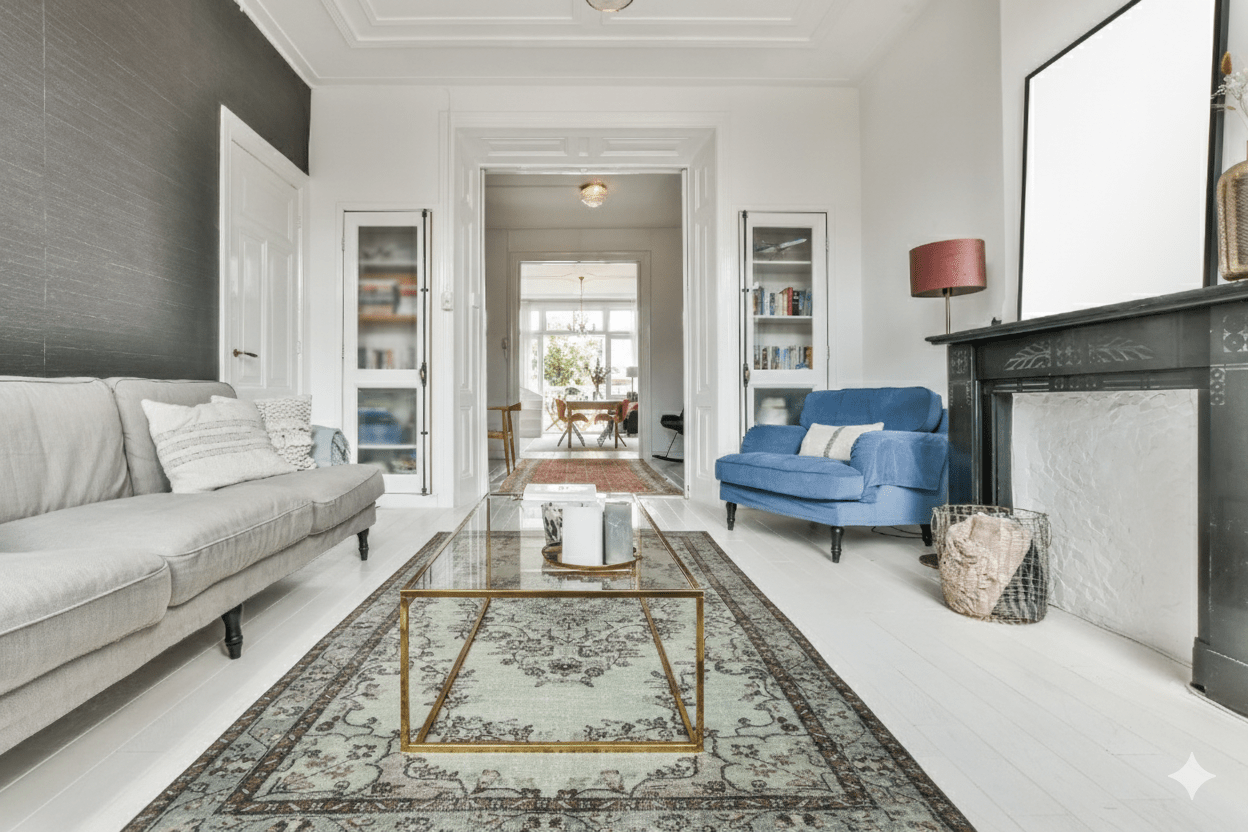 Licht vintage vloerkleed - E929 - Lavinta