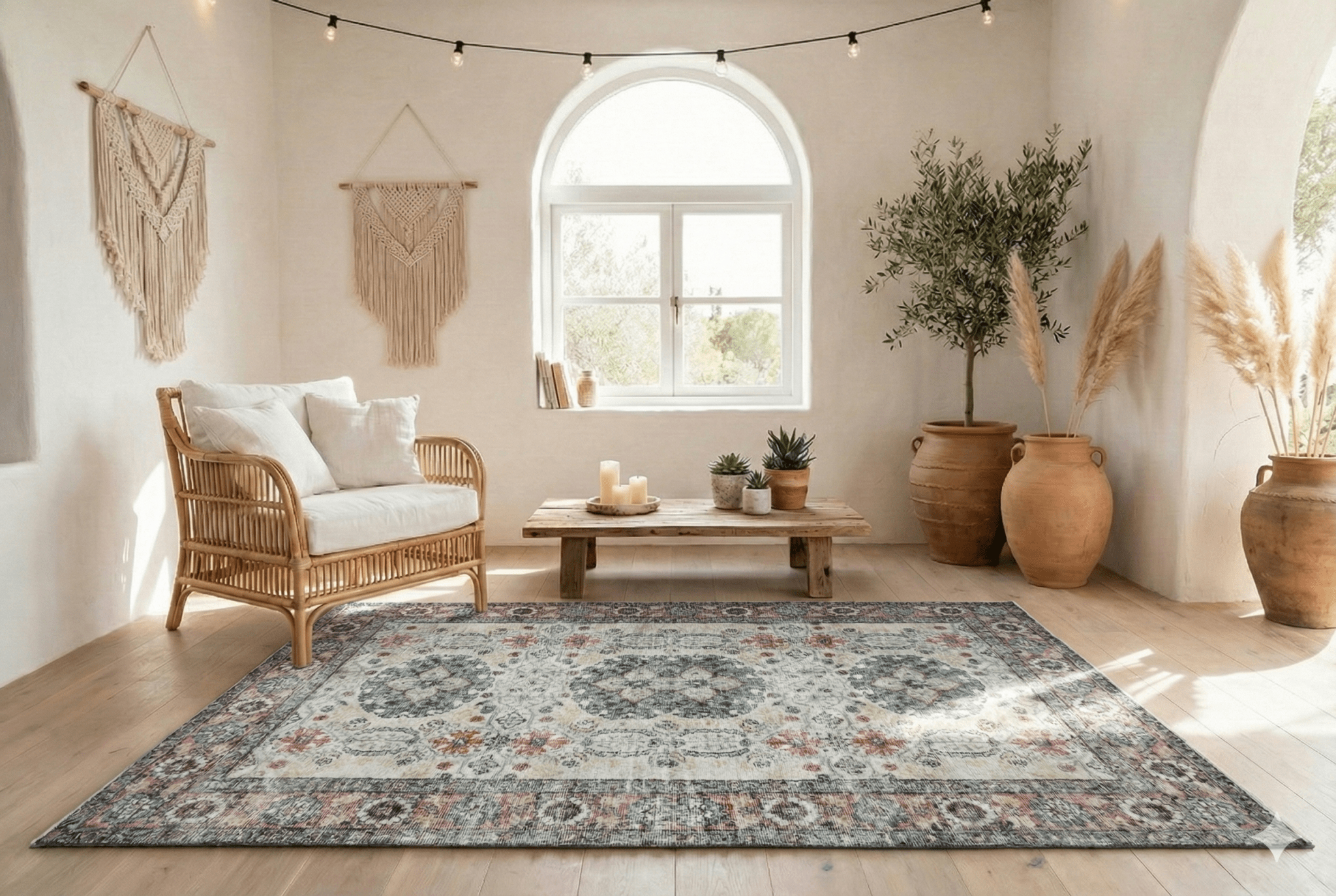 Charmant crème vintage vloerkleed 265x165 handgemaakt - G273