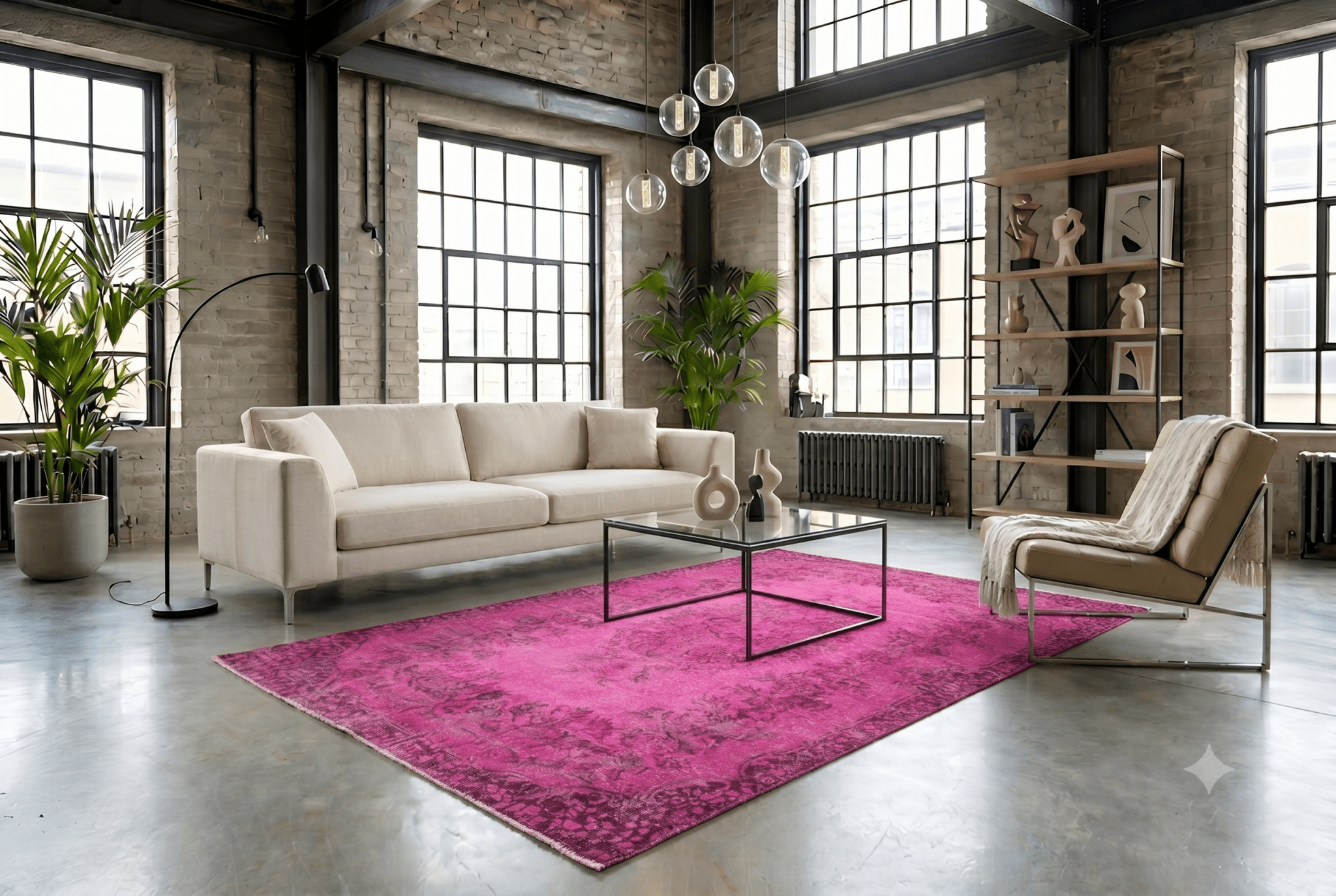 Lovely pink vintage rug - F565