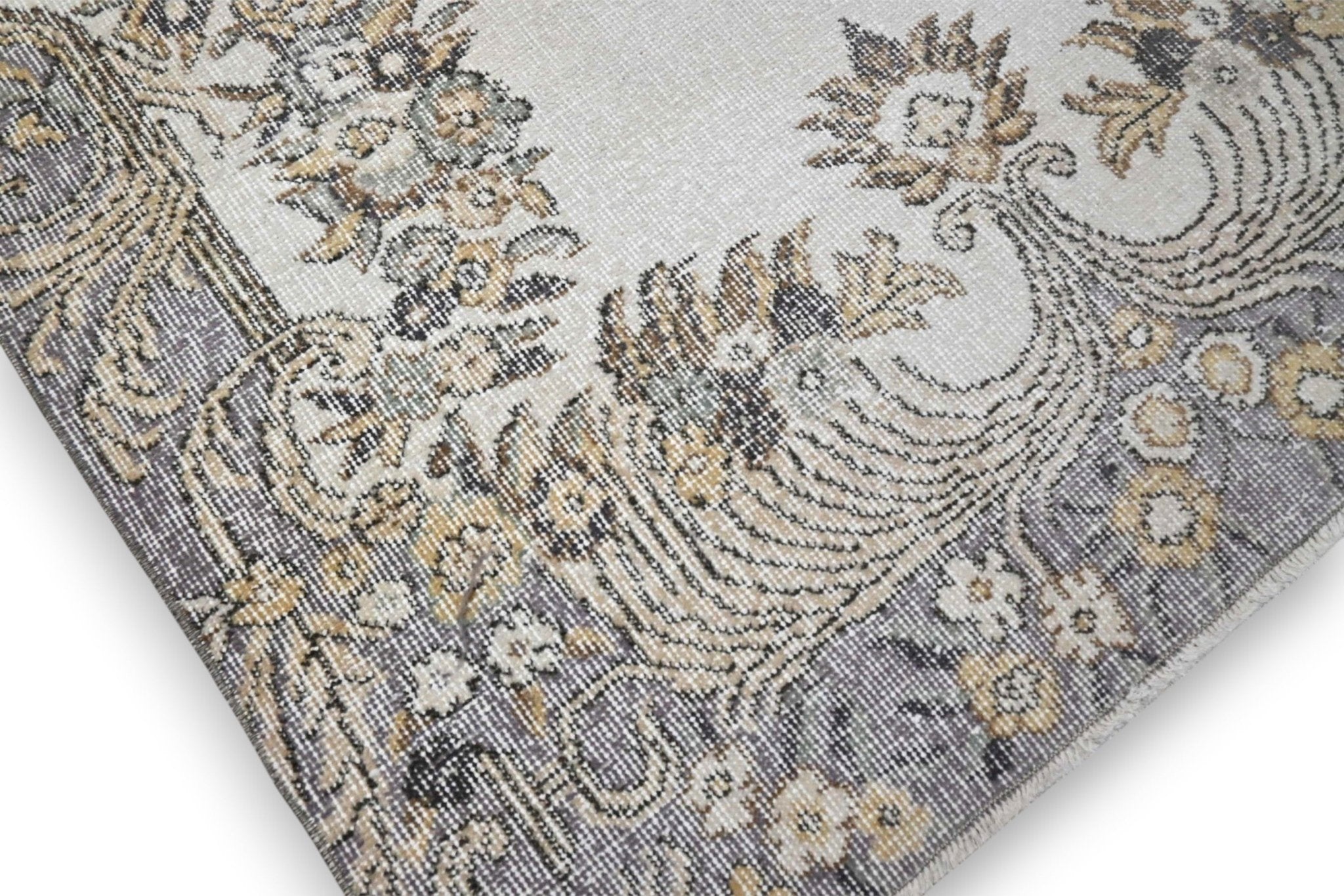 Botanisch crème vintage vloerkleed hoek - G411