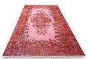 Levendig rozerood vintage vloerkleed handgeknoopt - G424