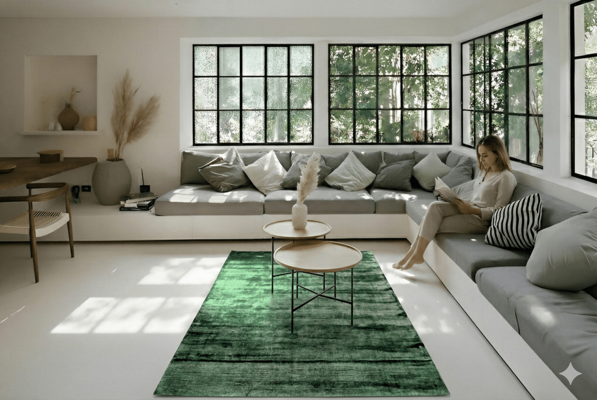 Luxe groen vloerkleed - G363 - Lavinta