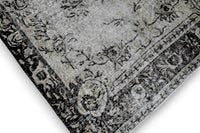 Dramatisch zwart vintage vloerkleed handgeknoopt - G431