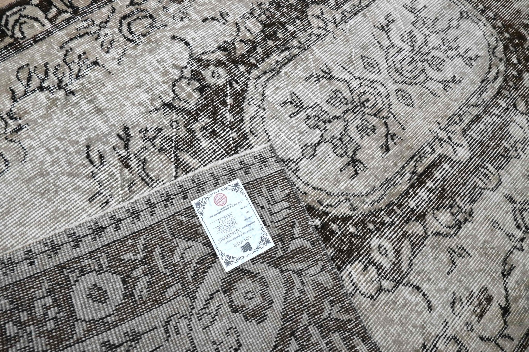Dramatisch zwart vintage vloerkleed laagpolig - G431