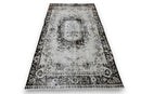 Dramatisch zwart vintage vloerkleed handgemaakt - G431