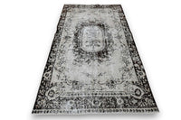 Dramatisch zwart vintage vloerkleed handgemaakt - G431