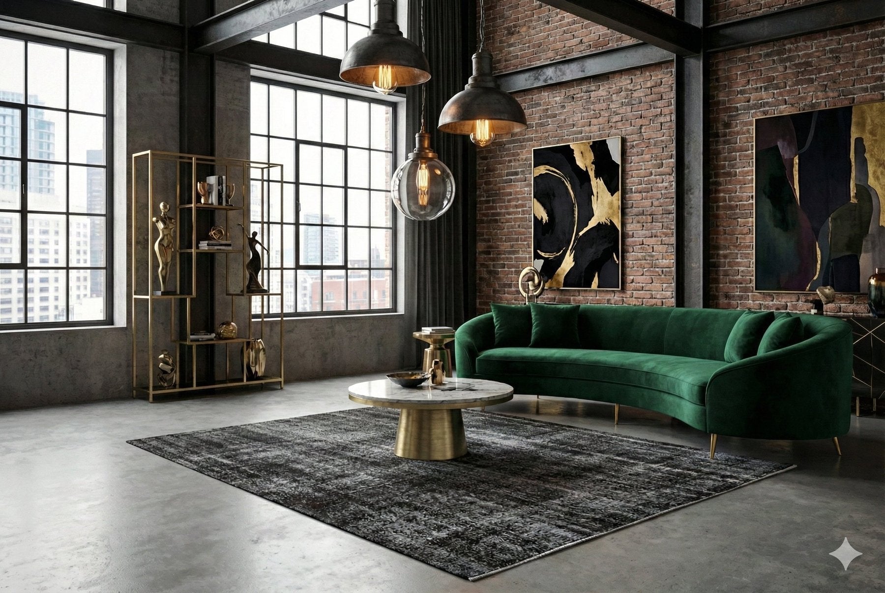 Solid black vintage rug - F852