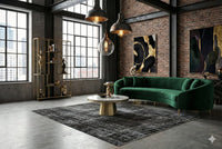 Massief zwart vintage vloerkleed - F852 - Lavinta