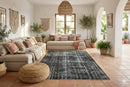 Massief zwart vintage vloerkleed - F852 - Lavinta