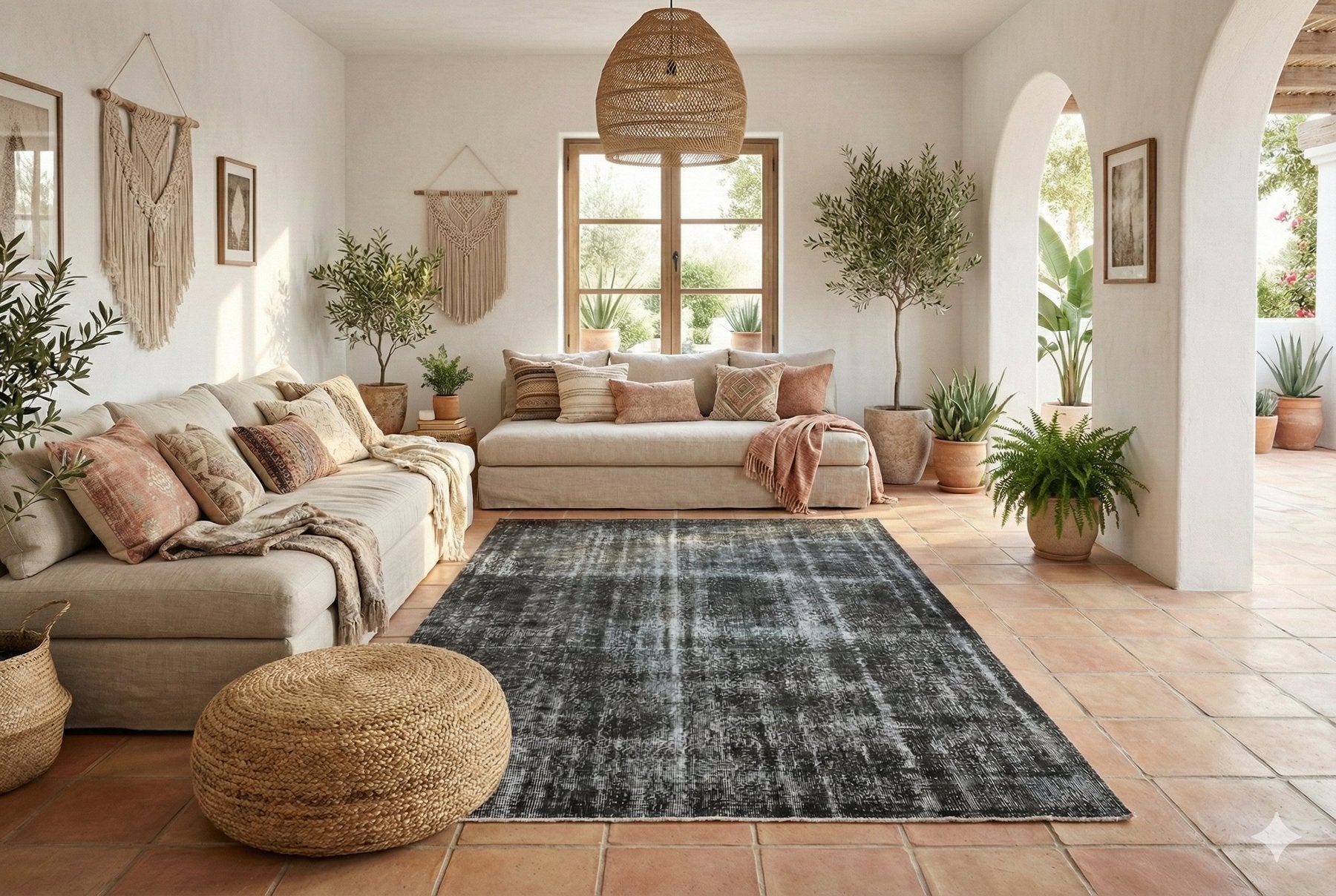 Massief zwart vintage vloerkleed - F852 - Lavinta