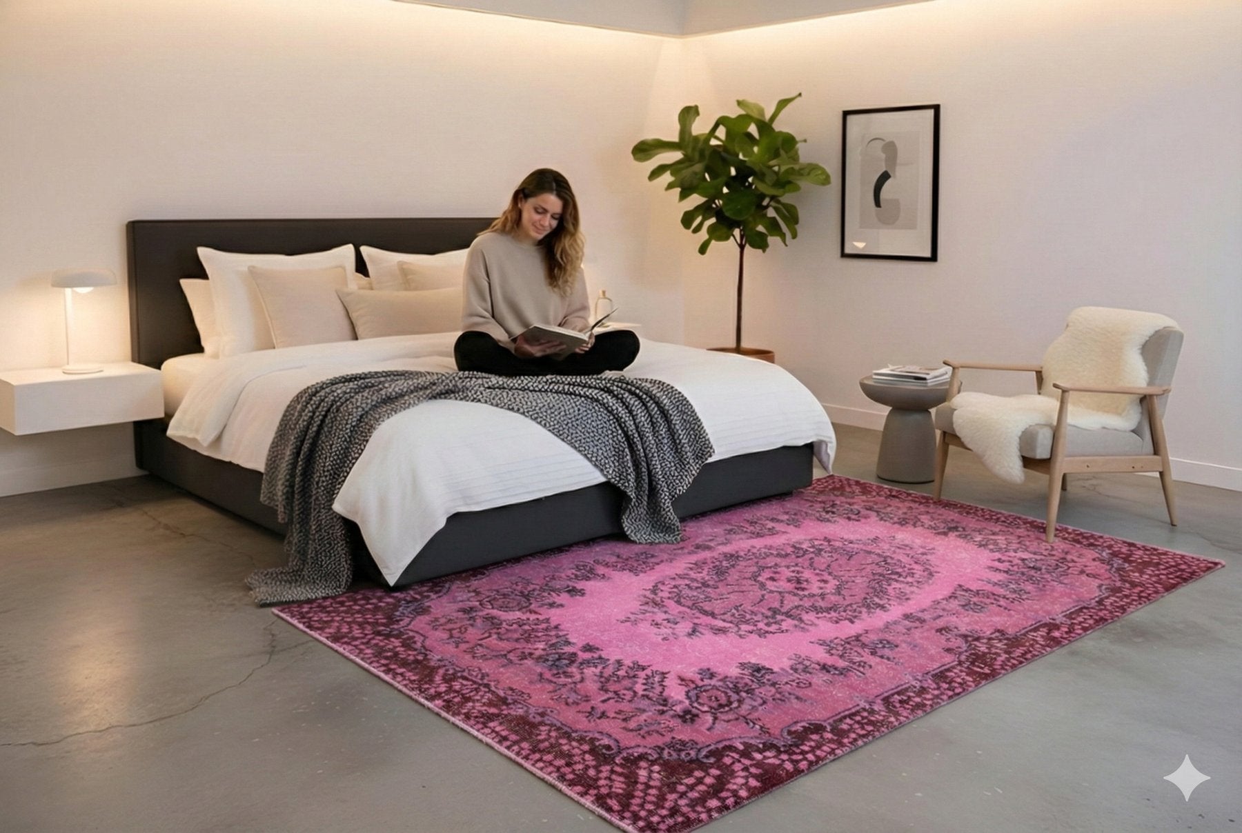 Mild roze vintage vloerkleed - F680 - Lavinta