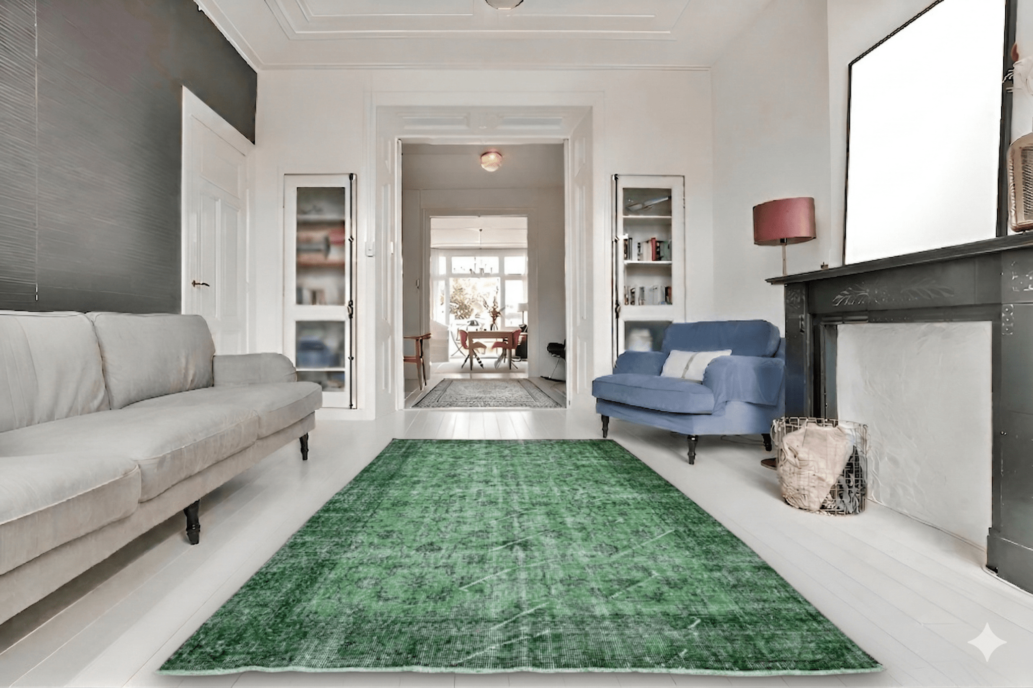 Modern groen vintage vloerkleed - G456 - Lavinta