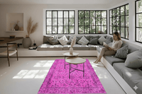 Speels magenta vintage vloerkleed 195x110 cm handgeknoopt Turkije - Lavinta G487