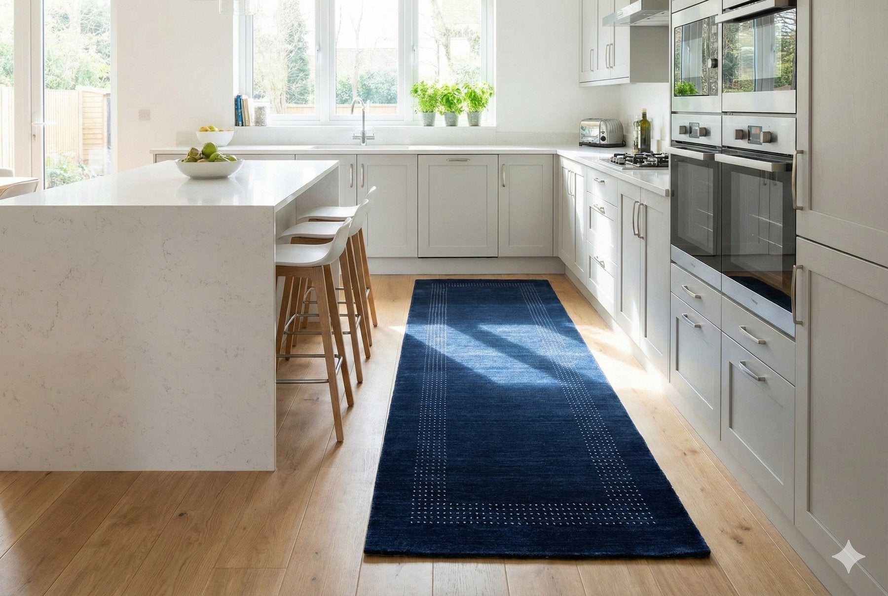 Moderne blauwe loper - D658 - Lavinta