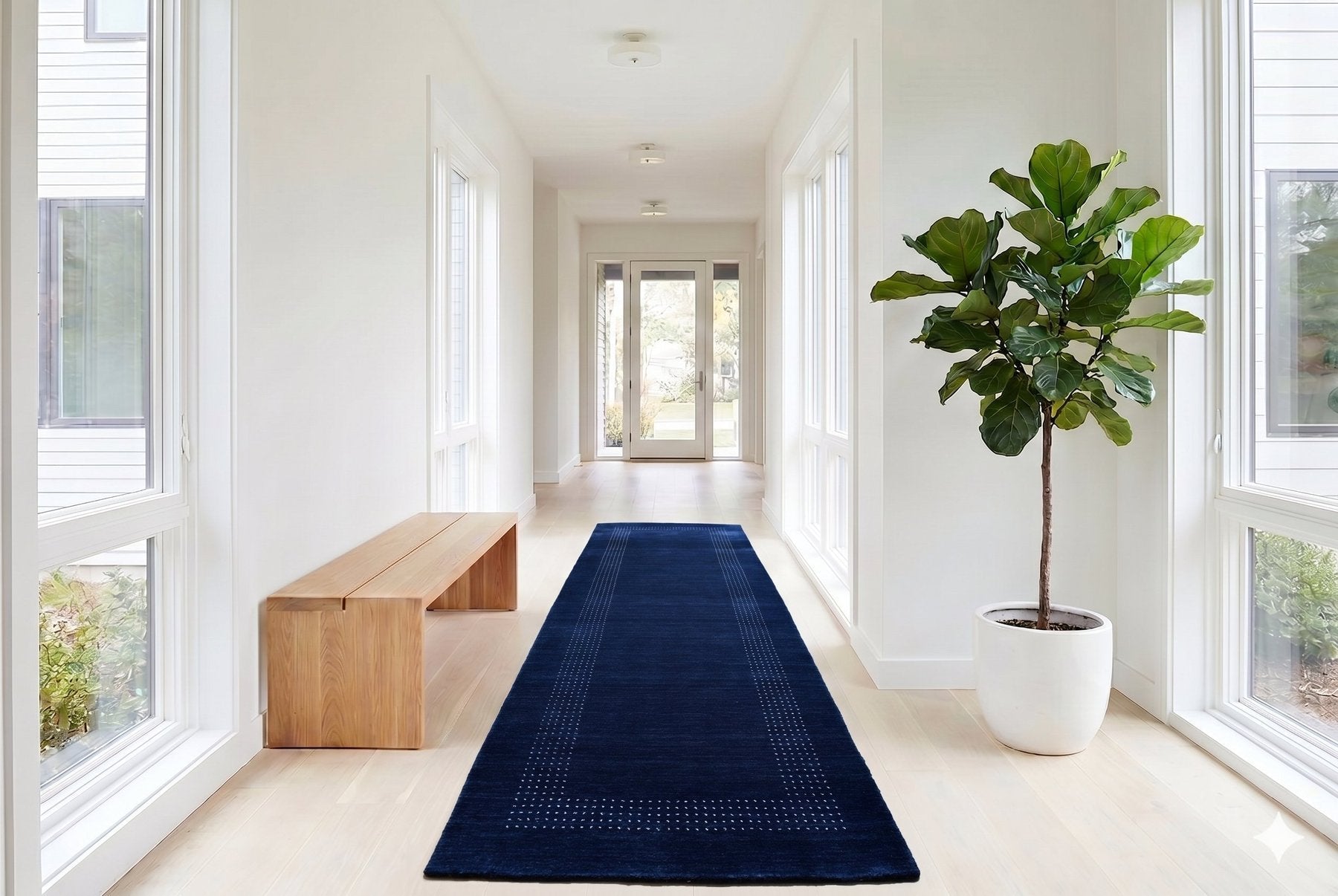 Moderne blauwe loper - D658