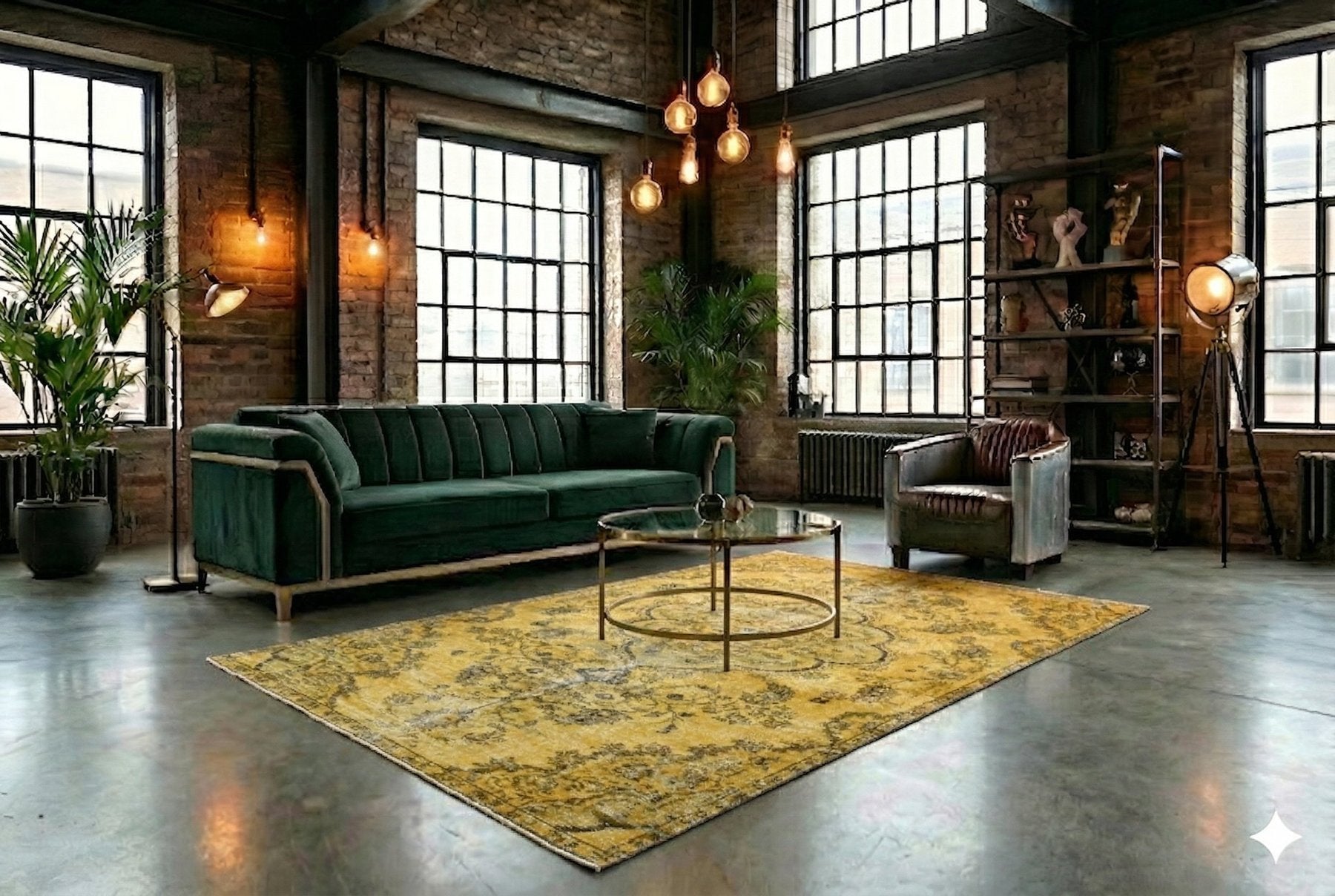 Mosterd geel vintage vloerkleed - F831 - Lavinta