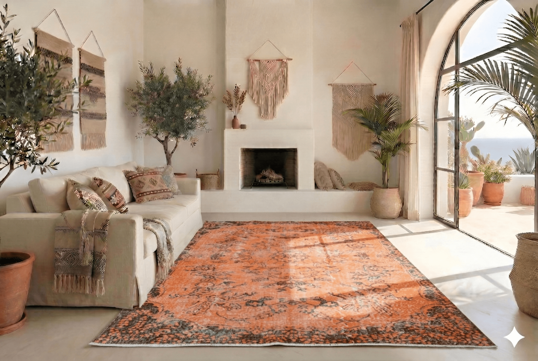 Nora | Oranje vintage vloerkleed - Lavinta