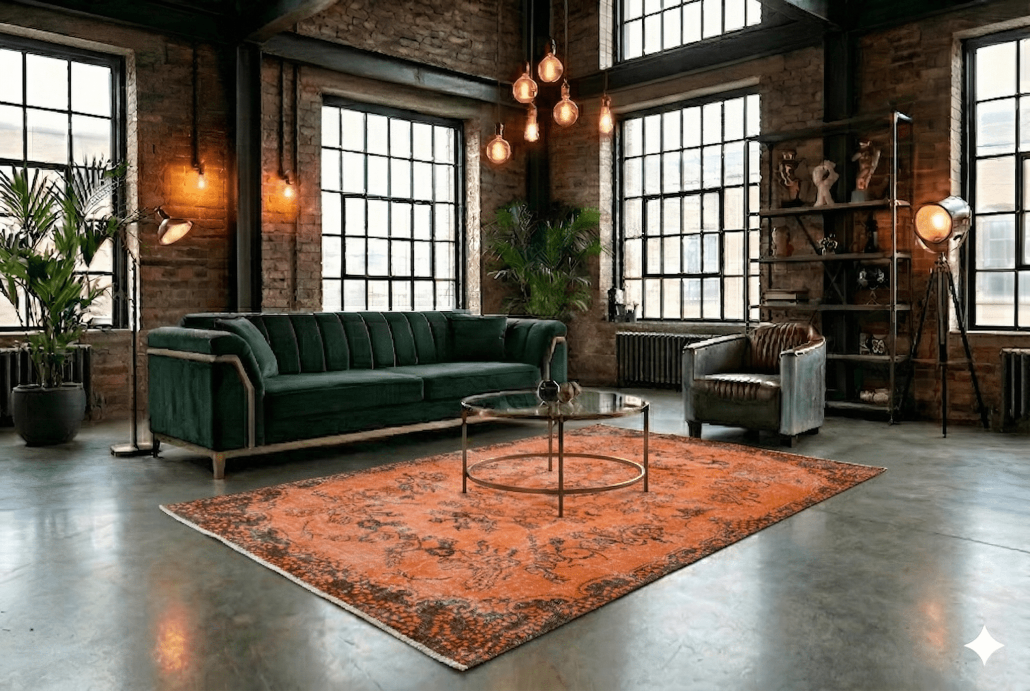 Nora | Oranje vintage vloerkleed - Lavinta