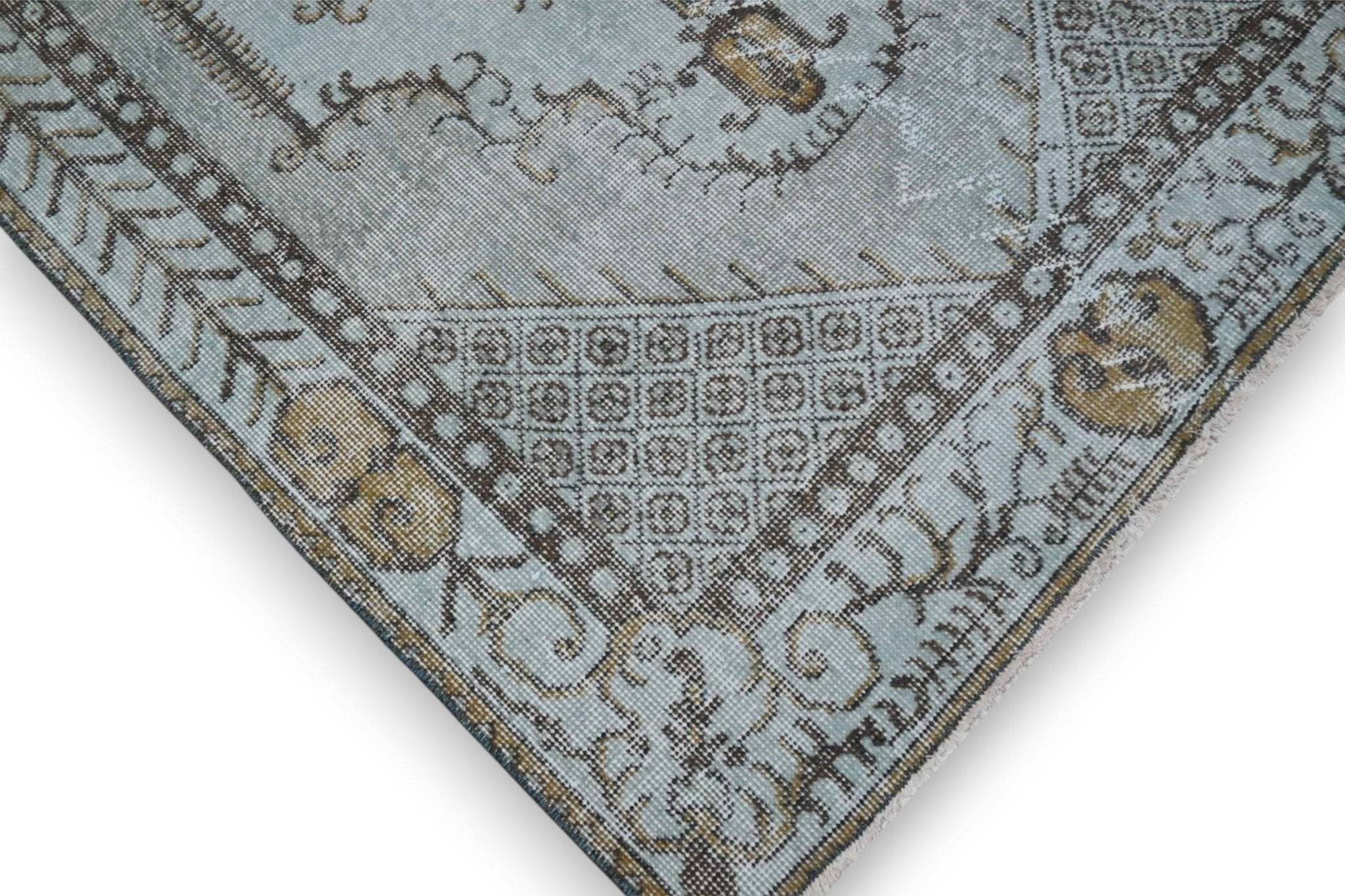 Dromerig ijsblauw vintage vloerkleed patroon - G390