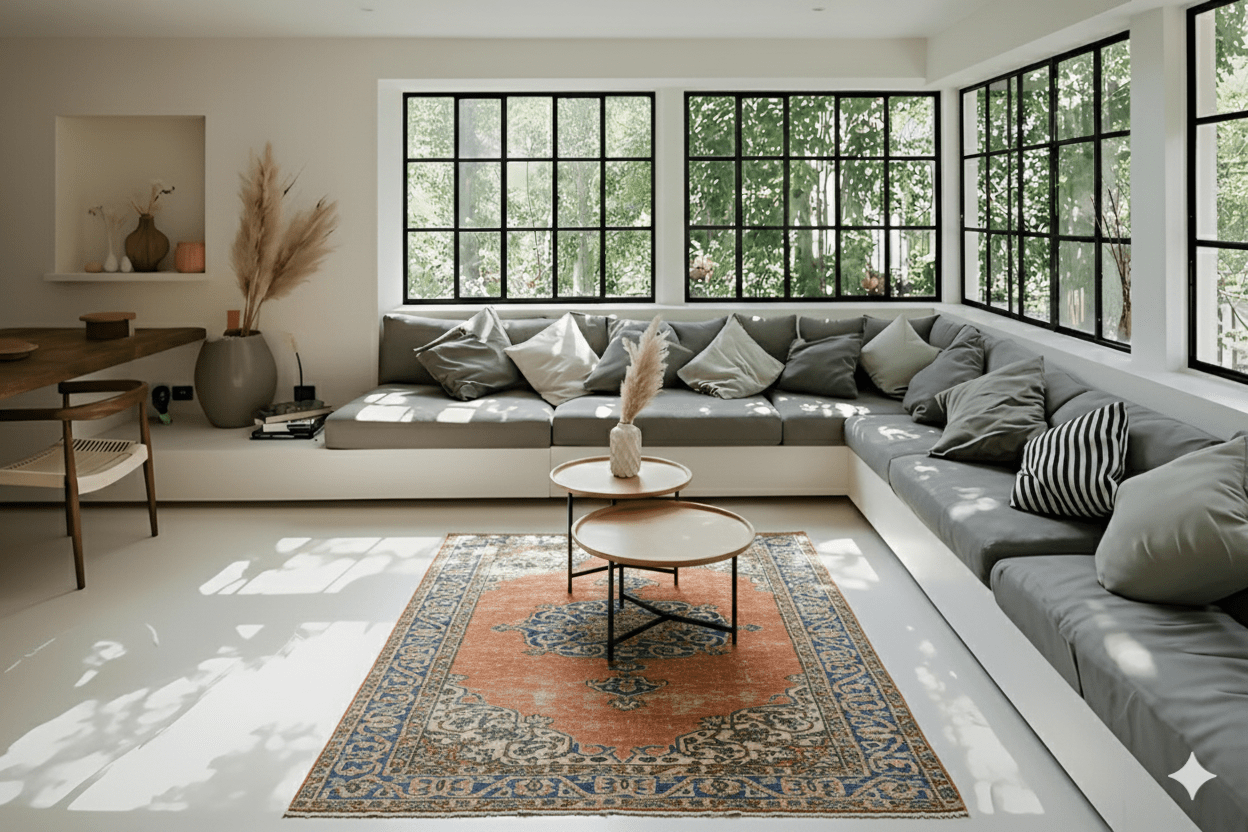 Oranje vintage vloerkleed - F689