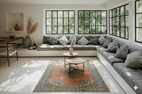 Oranje vintage vloerkleed - F689 - Lavinta