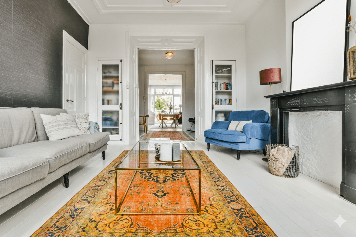 Oranje vintage vloerkleed - F728