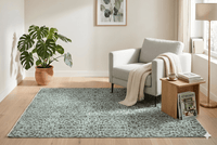 Mintgroen vintage vloerkleed bloemen damast handgeknoopt Turkije - Lavinta G467