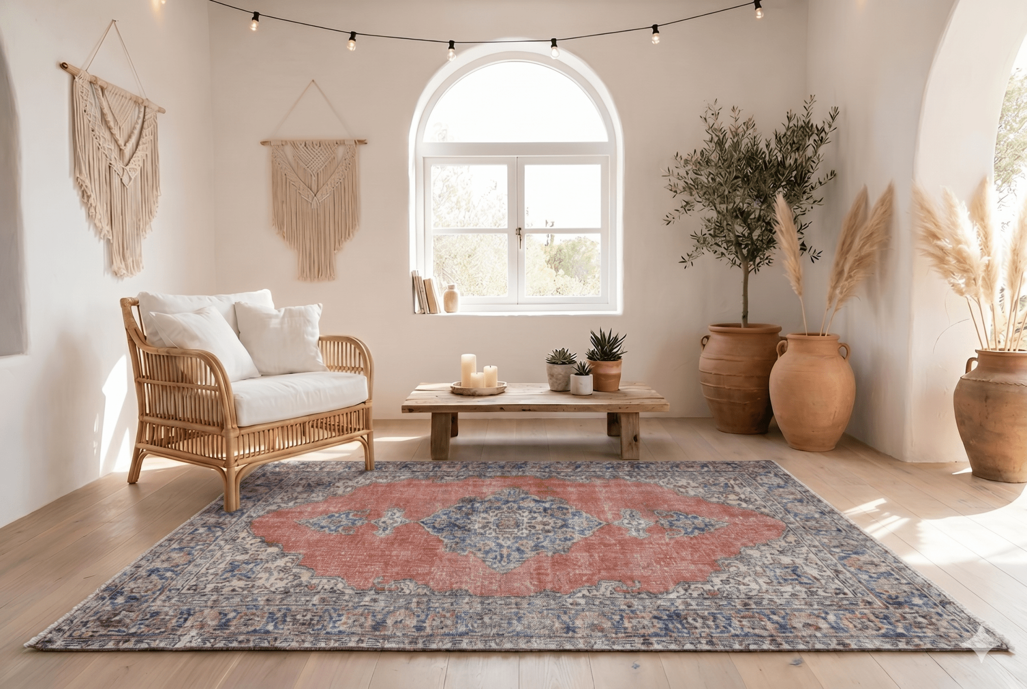 Robuust koraal vintage vloerkleed - G468