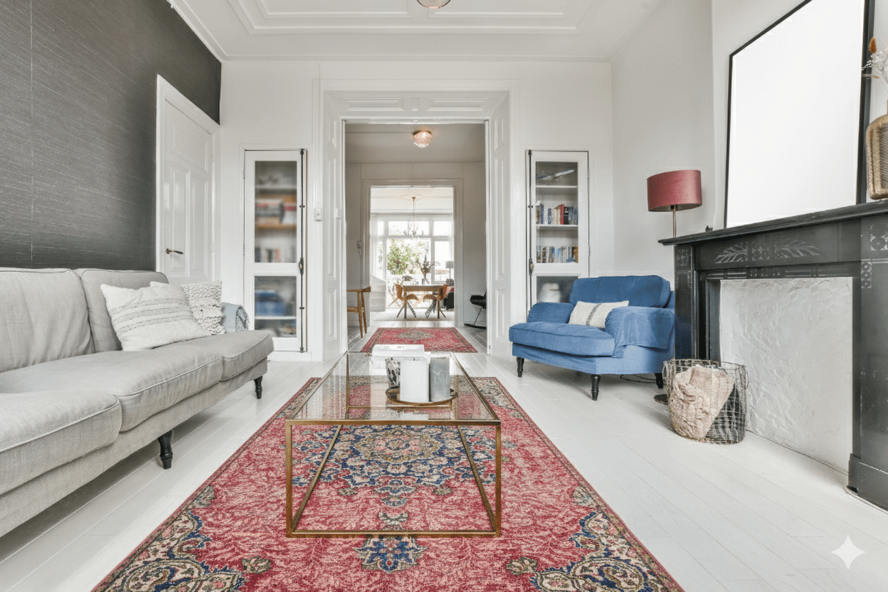 Rood vintage vloerkleed - D302