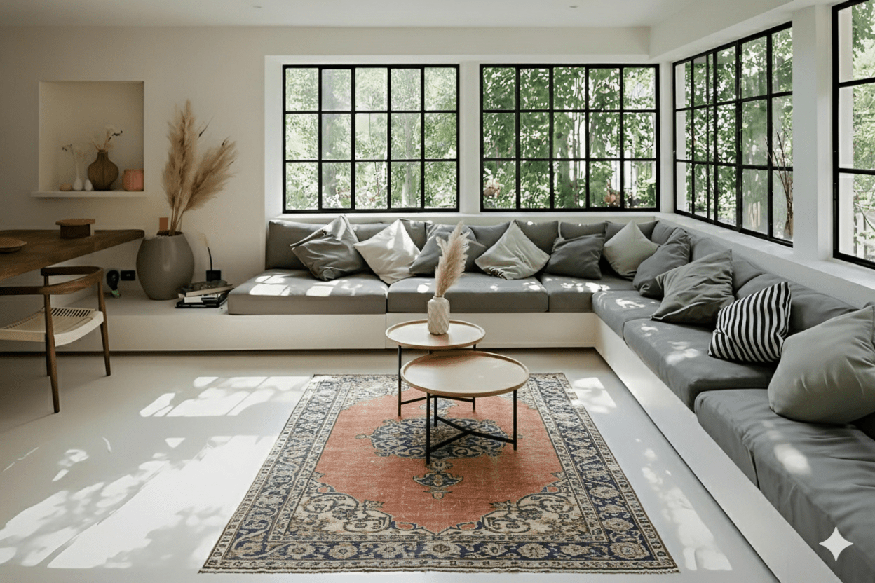 Rood vintage vloerkleed - F708