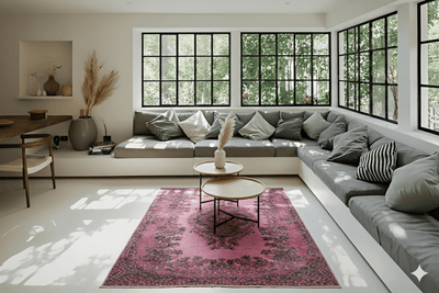 Lieflijk roze vintage vloerkleed 212x113 handgemaakt - E924