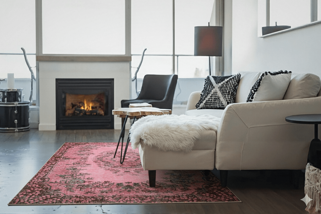 Roze vintage vloerkleed - F235