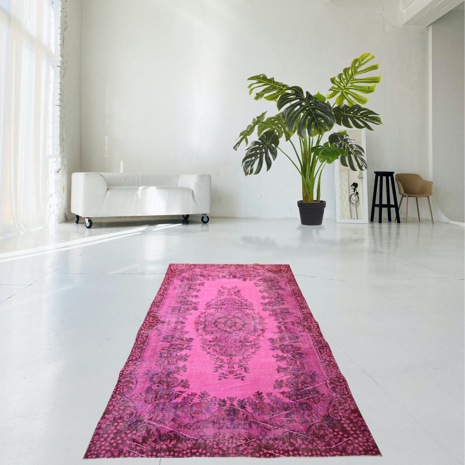 Roze vintage vloerkleed - F536 - Lavinta